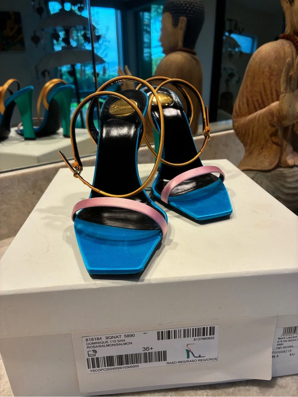 Saint Laurent Dominique 110 Crêpe Satin Sandals - Picture 6 of 10